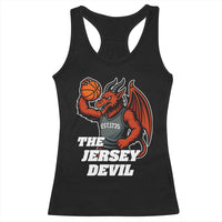 Funny Cryptid Sports Racerback Tank Top Jersey Devil Playing Basketball - Wonder Print Shop
