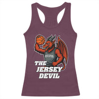 Funny Cryptid Sports Racerback Tank Top Jersey Devil Playing Basketball - Wonder Print Shop
