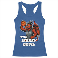 Funny Cryptid Sports Racerback Tank Top Jersey Devil Playing Basketball - Wonder Print Shop
