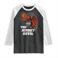 Funny Cryptid Sports Raglan Shirt Jersey Devil Playing Basketball - Wonder Print Shop