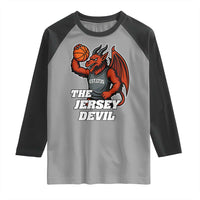 Funny Cryptid Sports Raglan Shirt Jersey Devil Playing Basketball - Wonder Print Shop