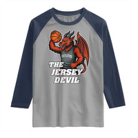 Funny Cryptid Sports Raglan Shirt Jersey Devil Playing Basketball - Wonder Print Shop