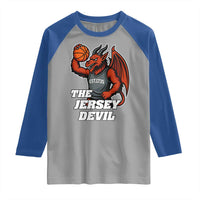 Funny Cryptid Sports Raglan Shirt Jersey Devil Playing Basketball - Wonder Print Shop