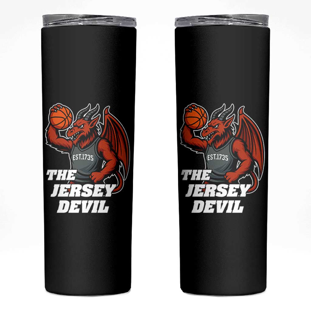Funny Cryptid Sports Skinny Tumbler Jersey Devil Playing Basketball