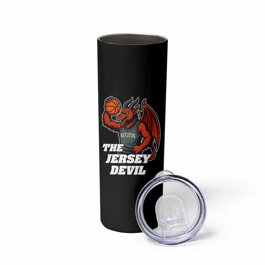 Funny Cryptid Sports Skinny Tumbler Jersey Devil Playing Basketball