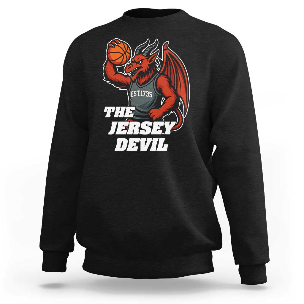 Funny Cryptid Sports Sweatshirt Jersey Devil Playing Basketball - Wonder Print Shop