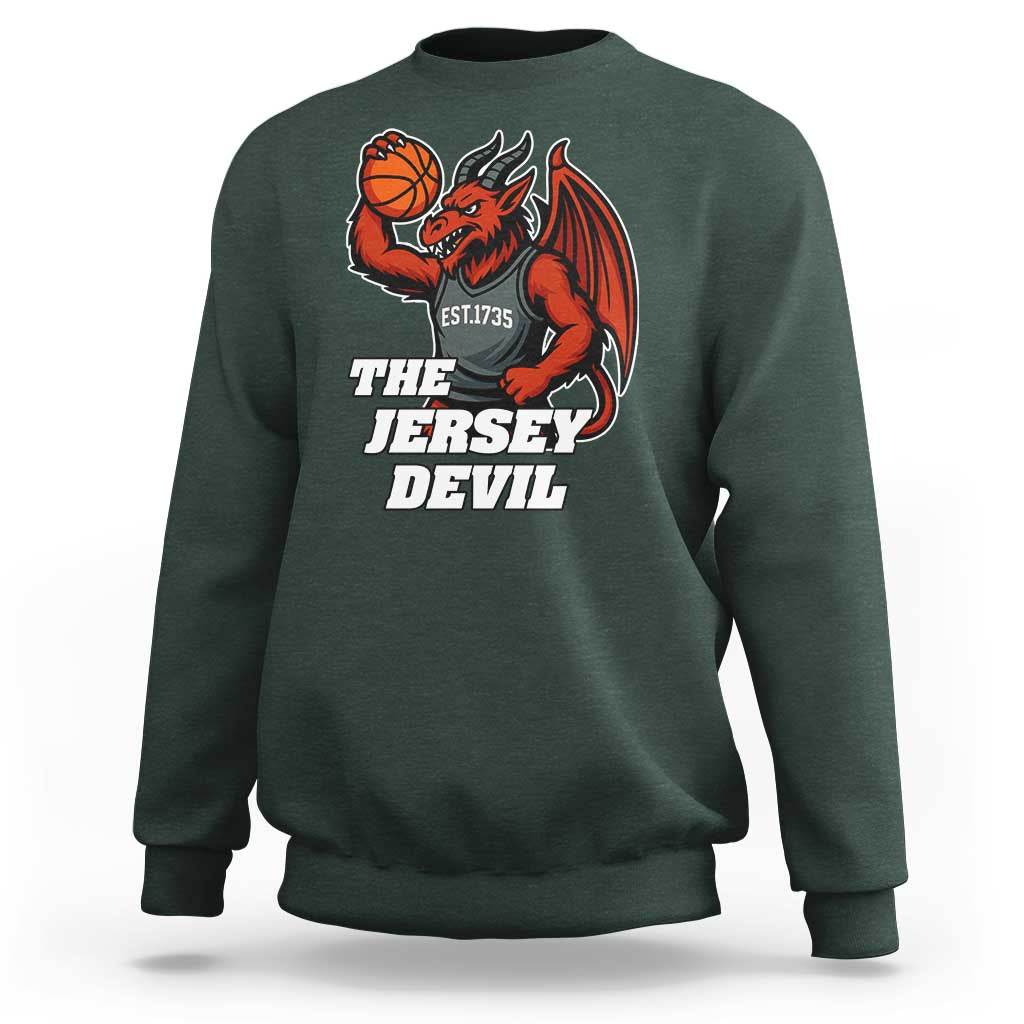 Funny Cryptid Sports Sweatshirt Jersey Devil Playing Basketball - Wonder Print Shop