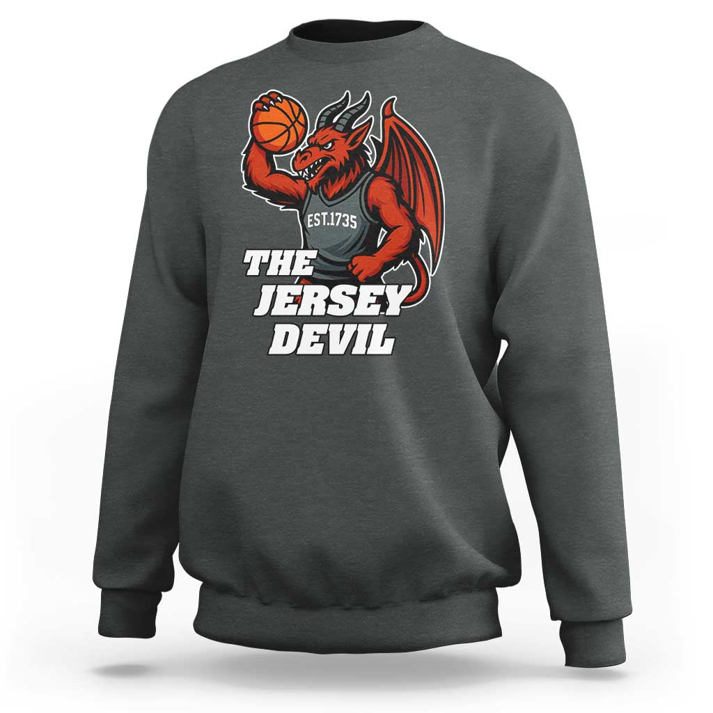 Funny Cryptid Sports Sweatshirt Jersey Devil Playing Basketball - Wonder Print Shop