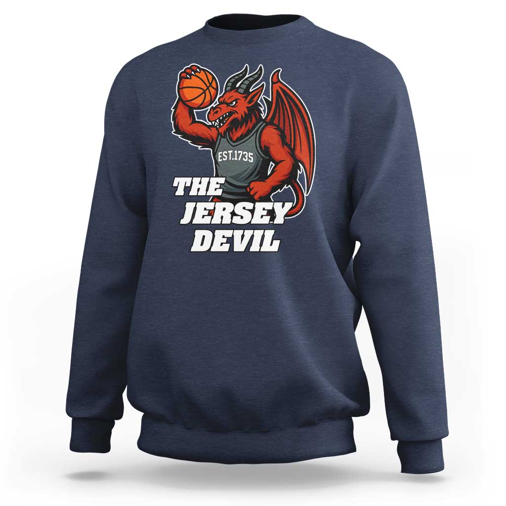 Funny Cryptid Sports Sweatshirt Jersey Devil Playing Basketball - Wonder Print Shop