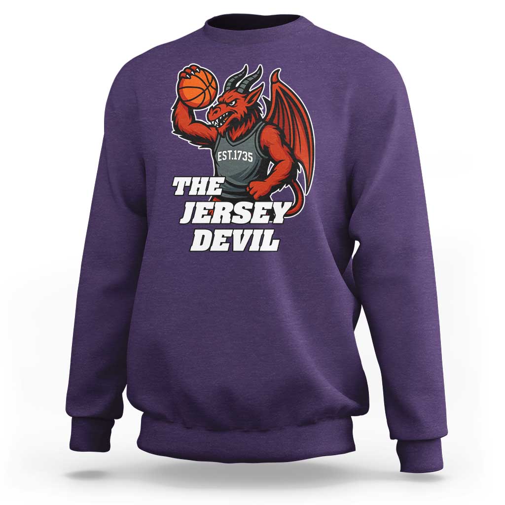 Funny Cryptid Sports Sweatshirt Jersey Devil Playing Basketball - Wonder Print Shop