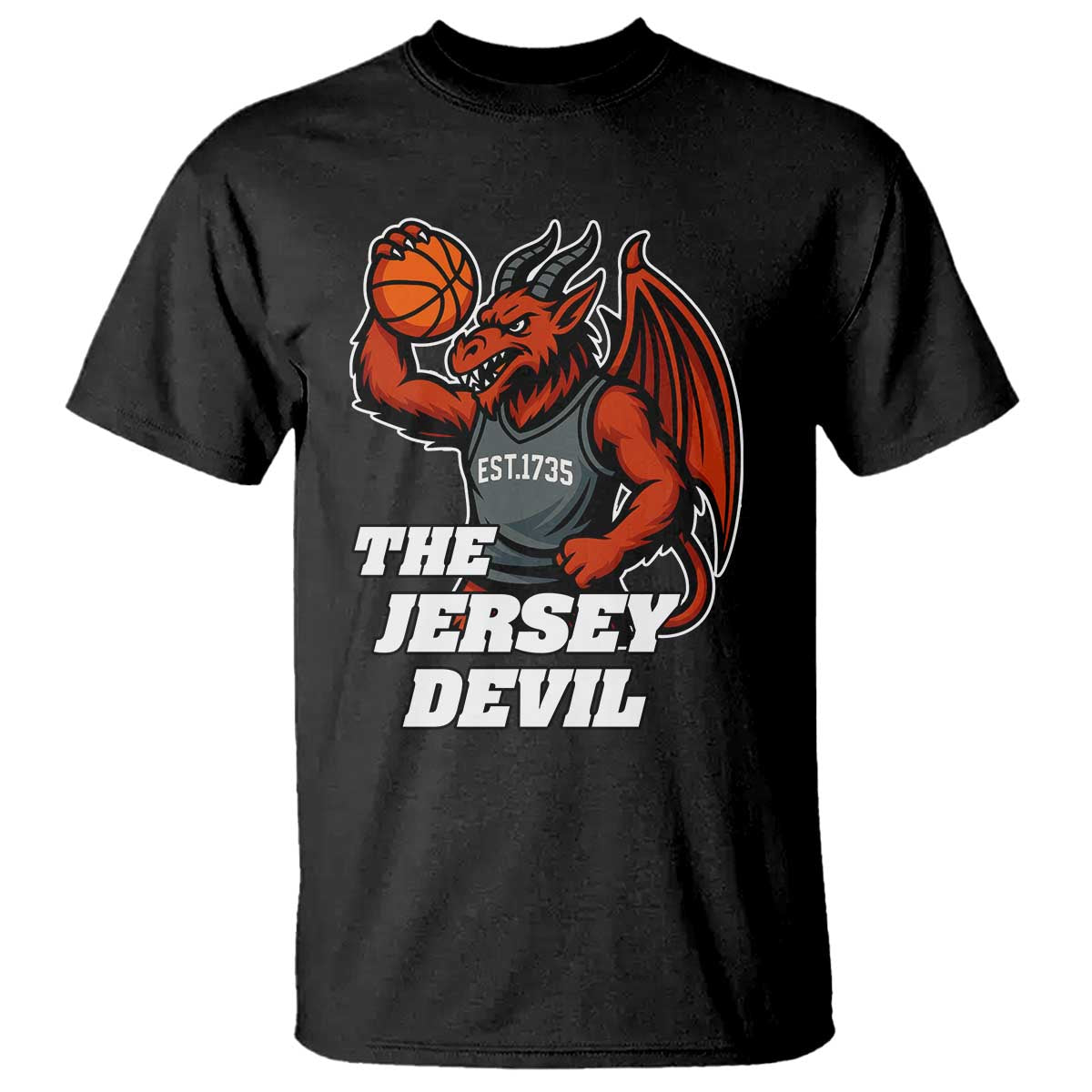 Funny Cryptid Sports T Shirt Jersey Devil Playing Basketball - Wonder Print Shop