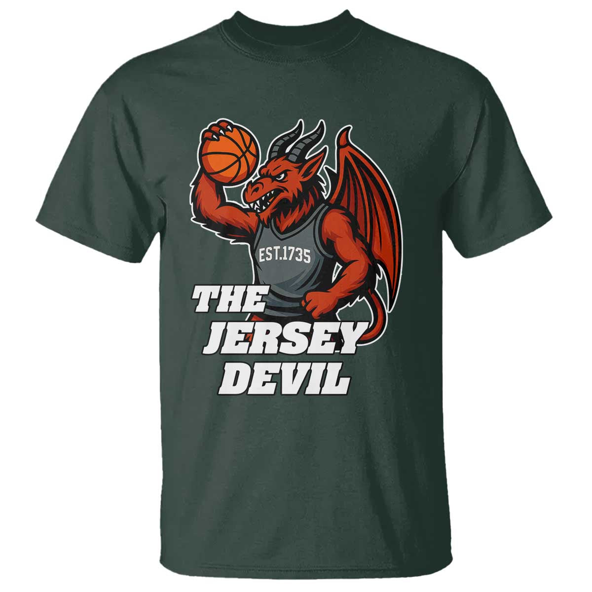 Funny Cryptid Sports T Shirt Jersey Devil Playing Basketball - Wonder Print Shop
