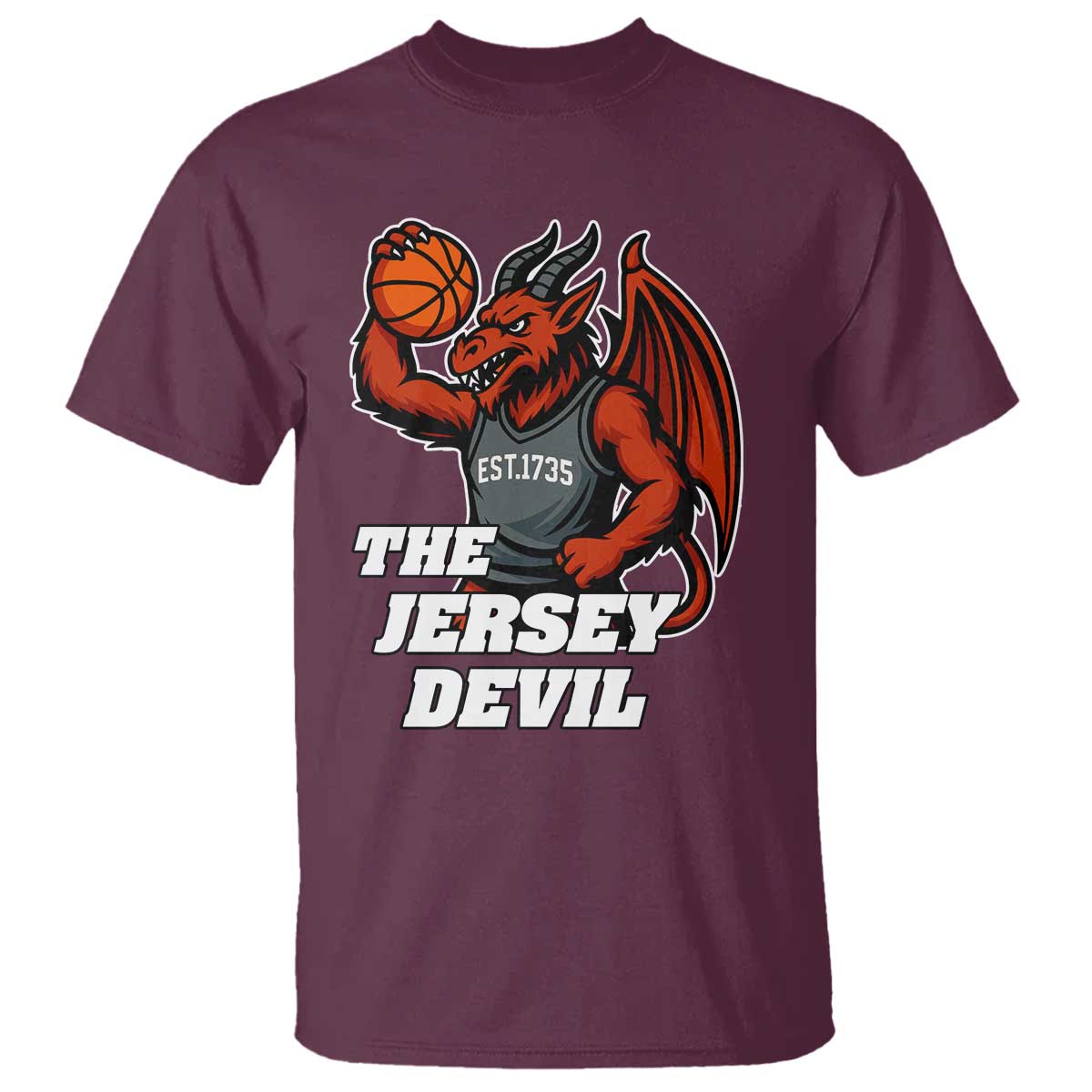 Funny Cryptid Sports T Shirt Jersey Devil Playing Basketball - Wonder Print Shop