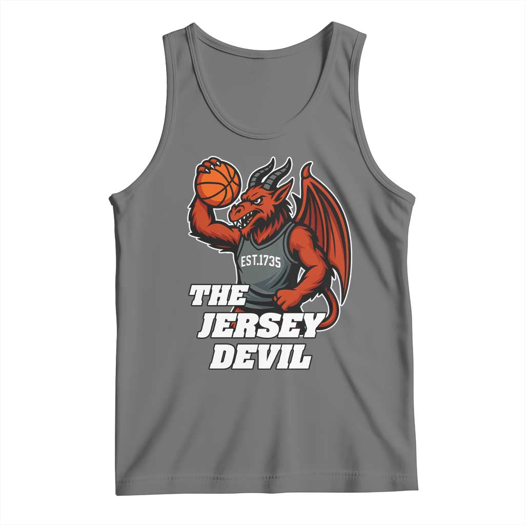 Funny Cryptid Sports Tank Top Jersey Devil Playing Basketball - Wonder Print Shop