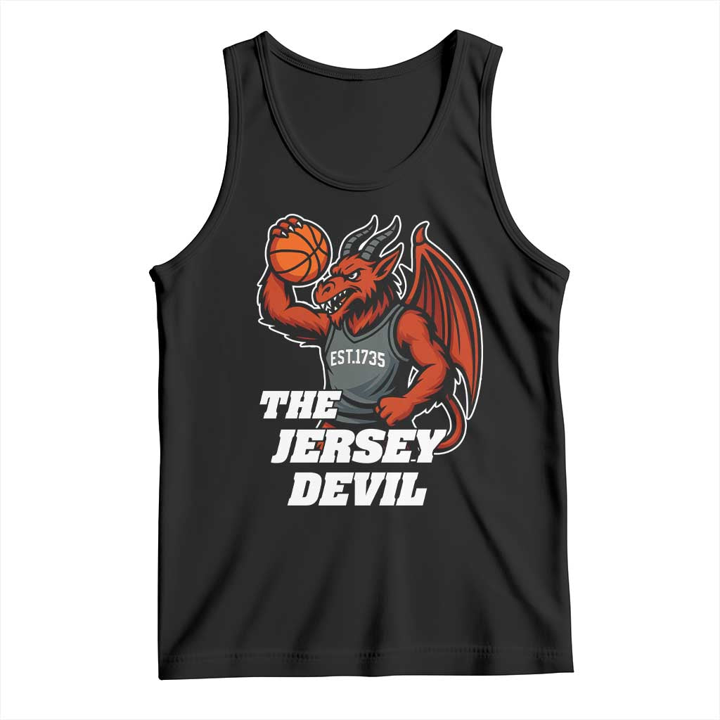 Funny Cryptid Sports Tank Top Jersey Devil Playing Basketball - Wonder Print Shop