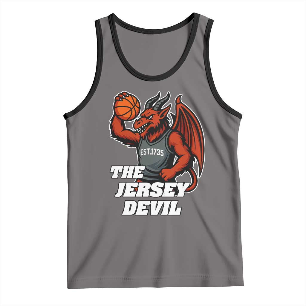 Funny Cryptid Sports Tank Top Jersey Devil Playing Basketball - Wonder Print Shop