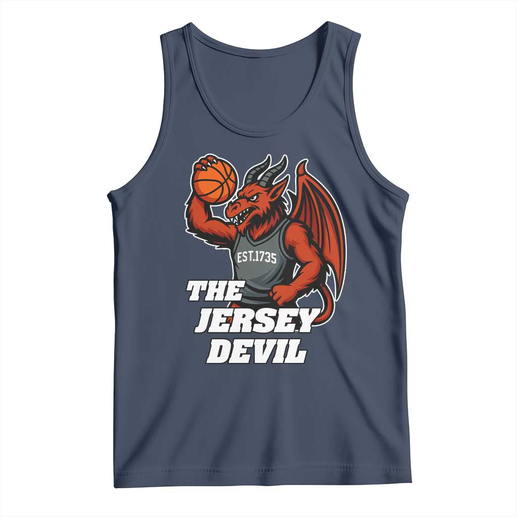 Funny Cryptid Sports Tank Top Jersey Devil Playing Basketball - Wonder Print Shop