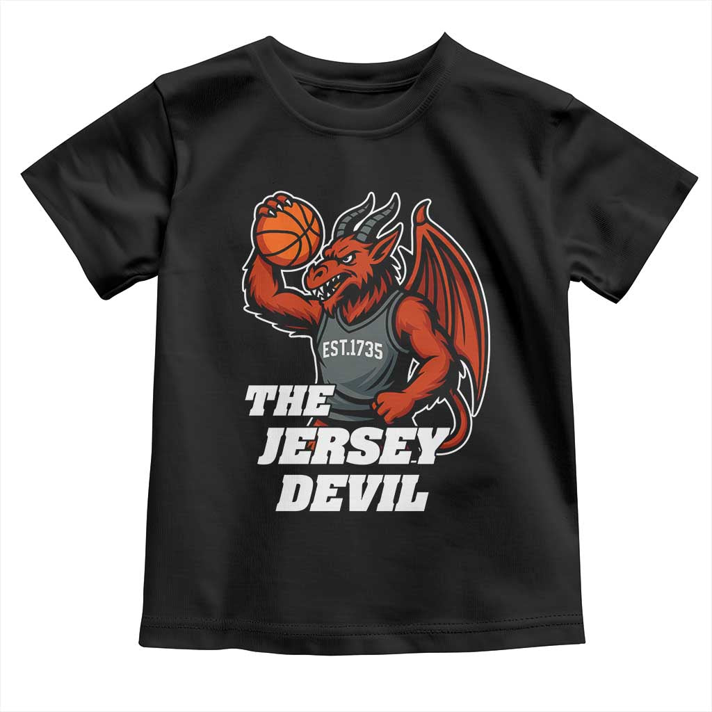 Funny Cryptid Sports Toddler T Shirt Jersey Devil Playing Basketball - Wonder Print Shop