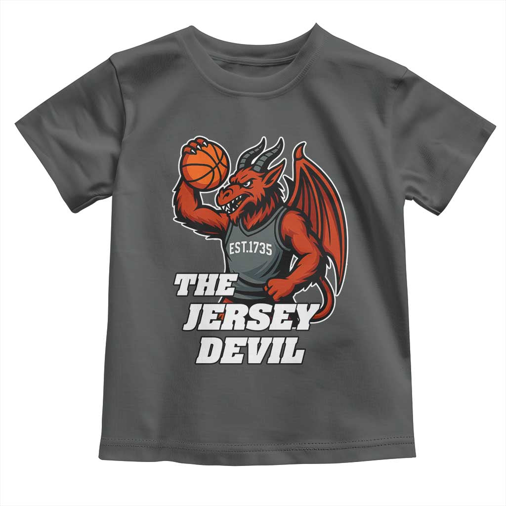 Funny Cryptid Sports Toddler T Shirt Jersey Devil Playing Basketball - Wonder Print Shop
