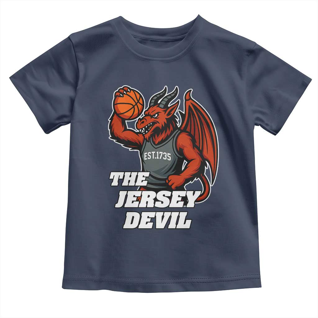 Funny Cryptid Sports Toddler T Shirt Jersey Devil Playing Basketball - Wonder Print Shop