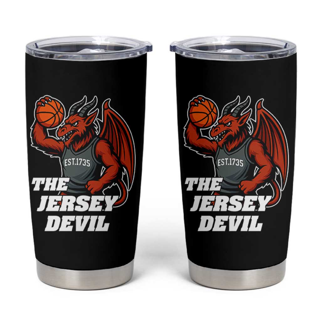 Funny Cryptid Sports Tumbler Cup Jersey Devil Playing Basketball