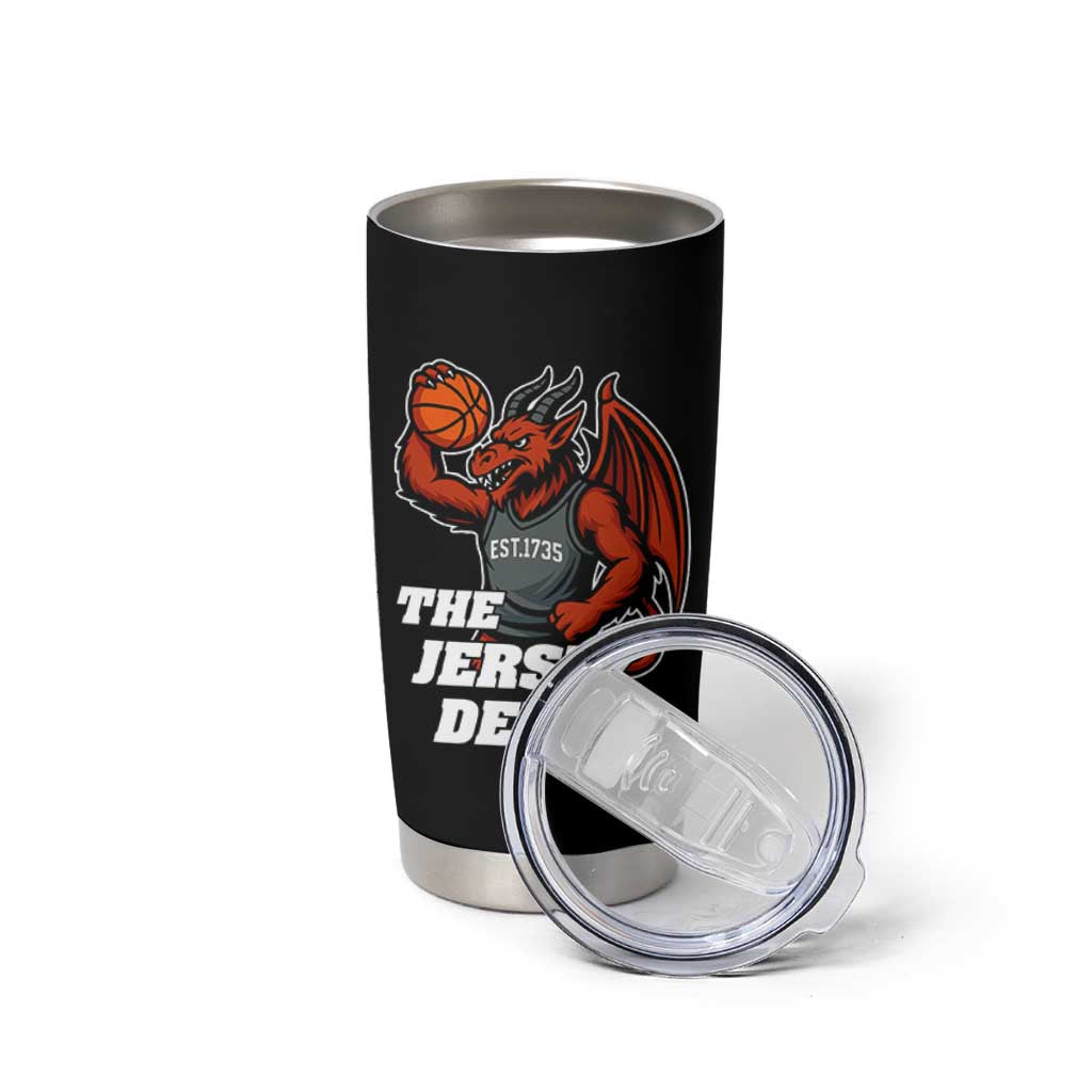 Funny Cryptid Sports Tumbler Cup Jersey Devil Playing Basketball