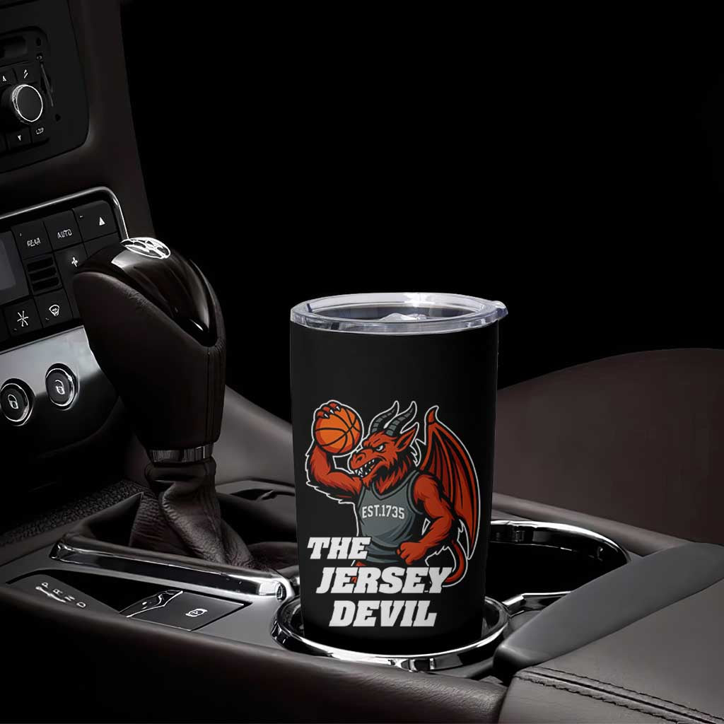 Funny Cryptid Sports Tumbler Cup Jersey Devil Playing Basketball