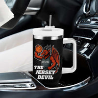 Funny Cryptid Sports Tumbler With Handle Jersey Devil Playing Basketball