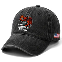 Funny Cryptid Sports Washed Cotton Baseball Cap Jersey Devil Playing Basketball