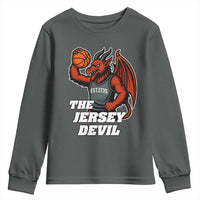Funny Cryptid Sports Youth Sweatshirt Jersey Devil Playing Basketball - Wonder Print Shop