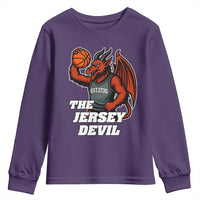 Funny Cryptid Sports Youth Sweatshirt Jersey Devil Playing Basketball - Wonder Print Shop