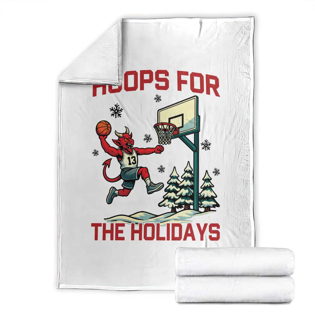 Funny Christmas Basketball Jersey Devil Throw Blanket Hoops For The Holidays - Wonder Print Shop