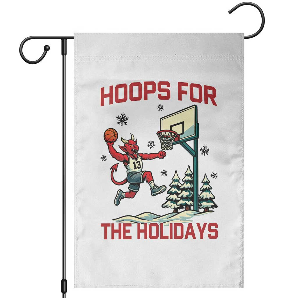 Funny Christmas Basketball Jersey Devil Garden Flag Hoops For The Holidays - Wonder Print Shop