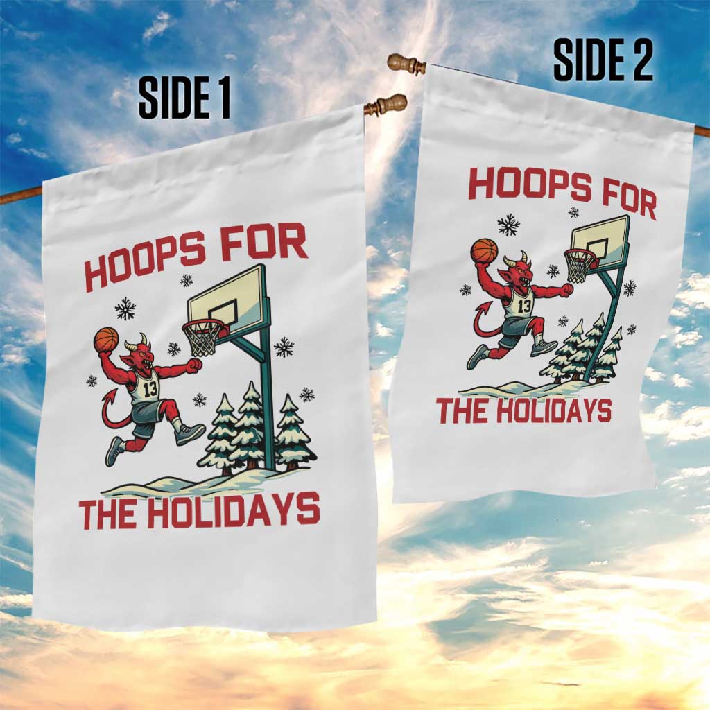 Funny Christmas Basketball Jersey Devil Garden Flag Hoops For The Holidays - Wonder Print Shop