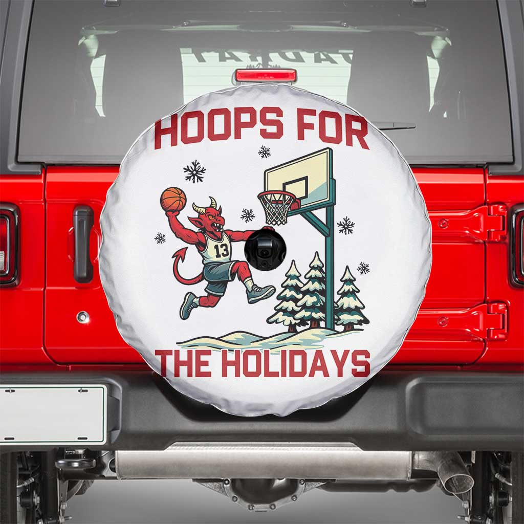 Funny Christmas Basketball Jersey Devil Spare Tire Cover Hoops For The Holidays - Wonder Print Shop