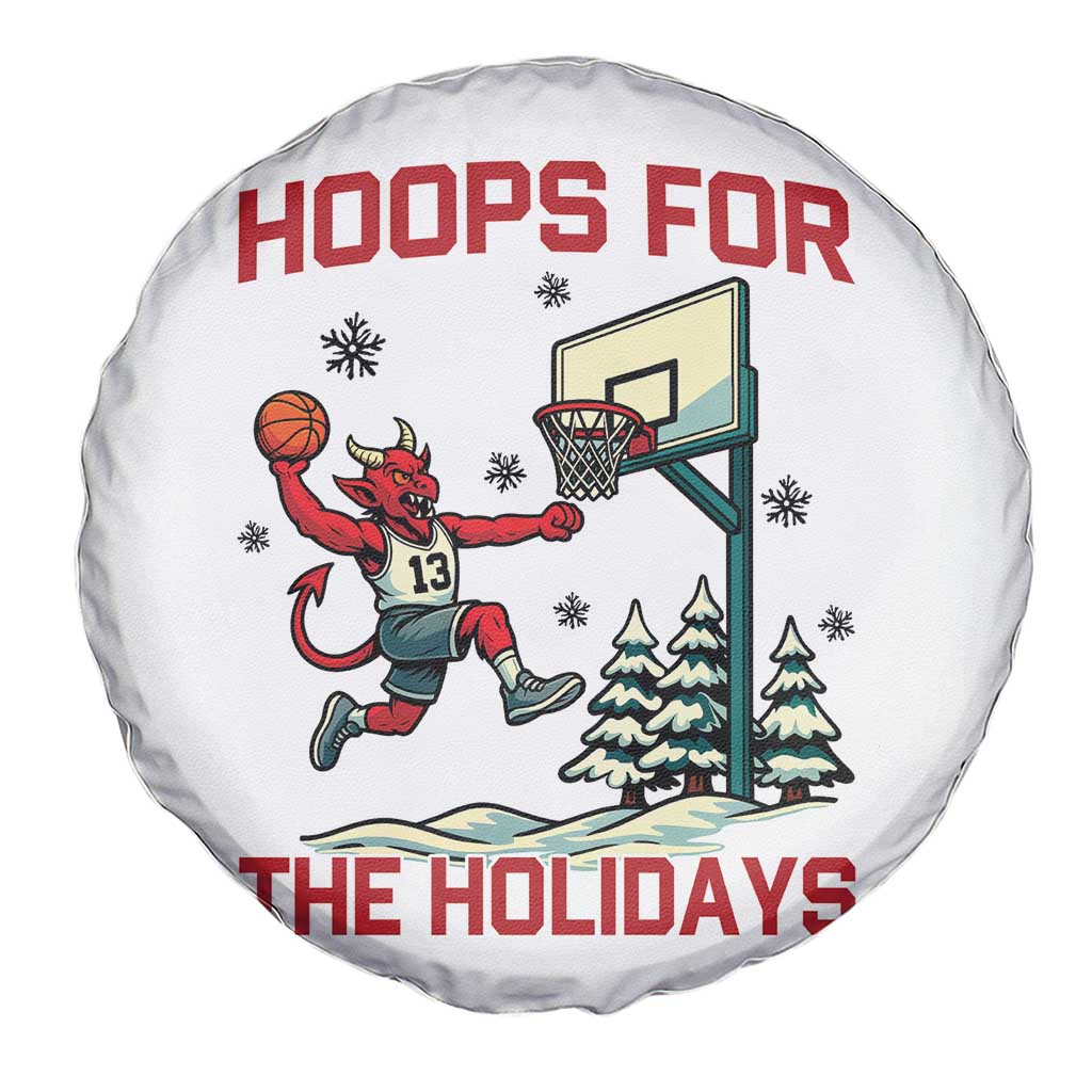 Funny Christmas Basketball Jersey Devil Spare Tire Cover Hoops For The Holidays - Wonder Print Shop