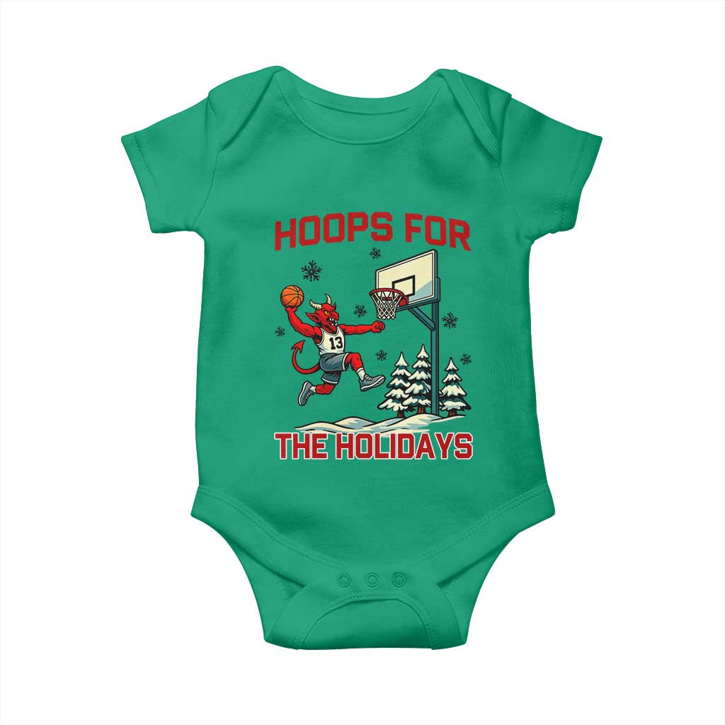 Funny Christmas Basketball Jersey Devil Baby Onesie Hoops For The Holidays - Wonder Print Shop