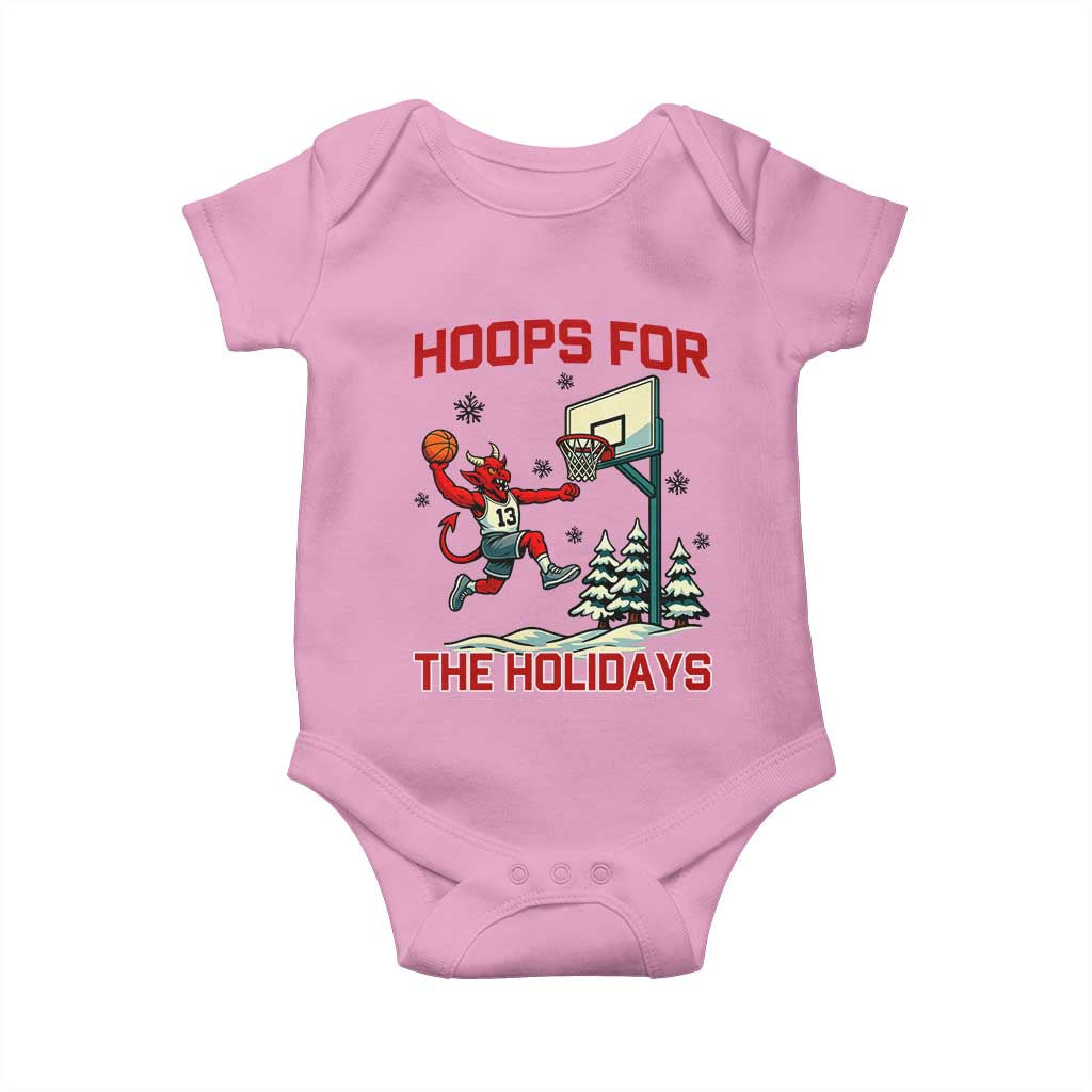 Funny Christmas Basketball Jersey Devil Baby Onesie Hoops For The Holidays - Wonder Print Shop