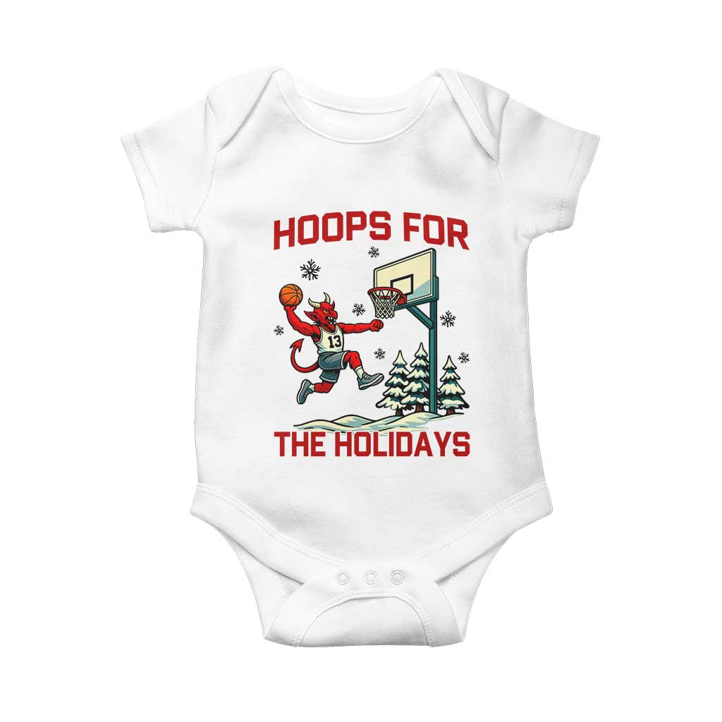 Funny Christmas Basketball Jersey Devil Baby Onesie Hoops For The Holidays - Wonder Print Shop