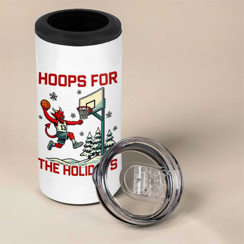 Funny Christmas Basketball Jersey Devil 4 in 1 Can Cooler Tumbler Hoops For The Holidays