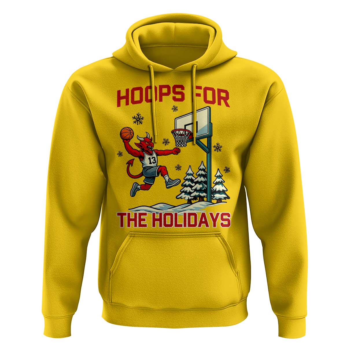 Funny Christmas Basketball Jersey Devil Hoodie Hoops For The Holidays - Wonder Print Shop