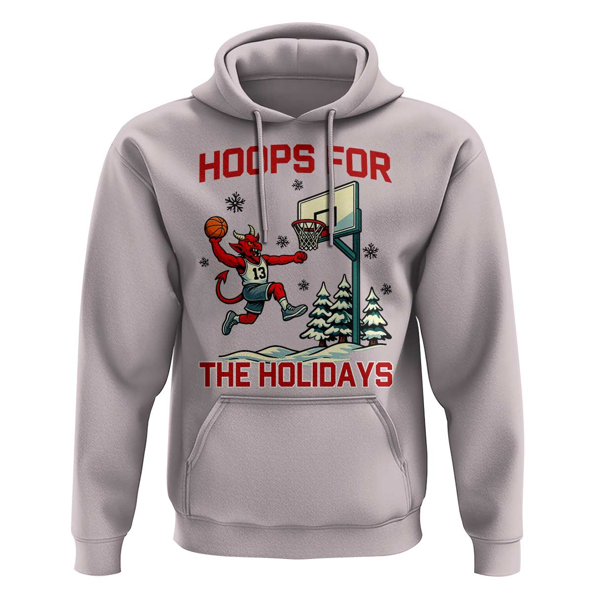 Funny Christmas Basketball Jersey Devil Hoodie Hoops For The Holidays - Wonder Print Shop