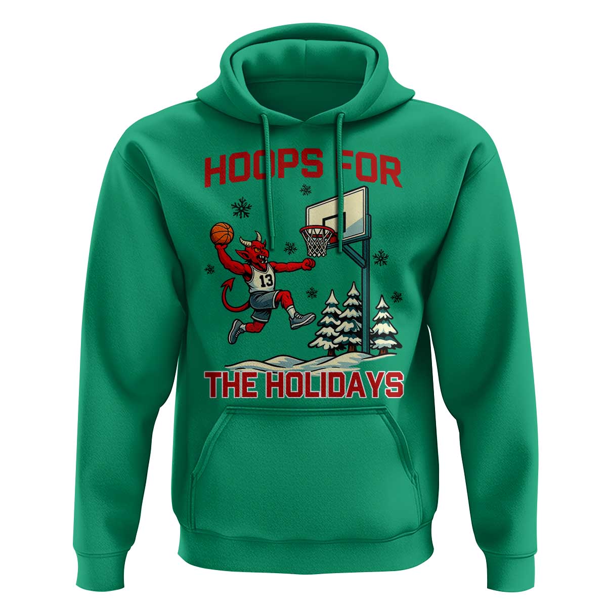 Funny Christmas Basketball Jersey Devil Hoodie Hoops For The Holidays - Wonder Print Shop