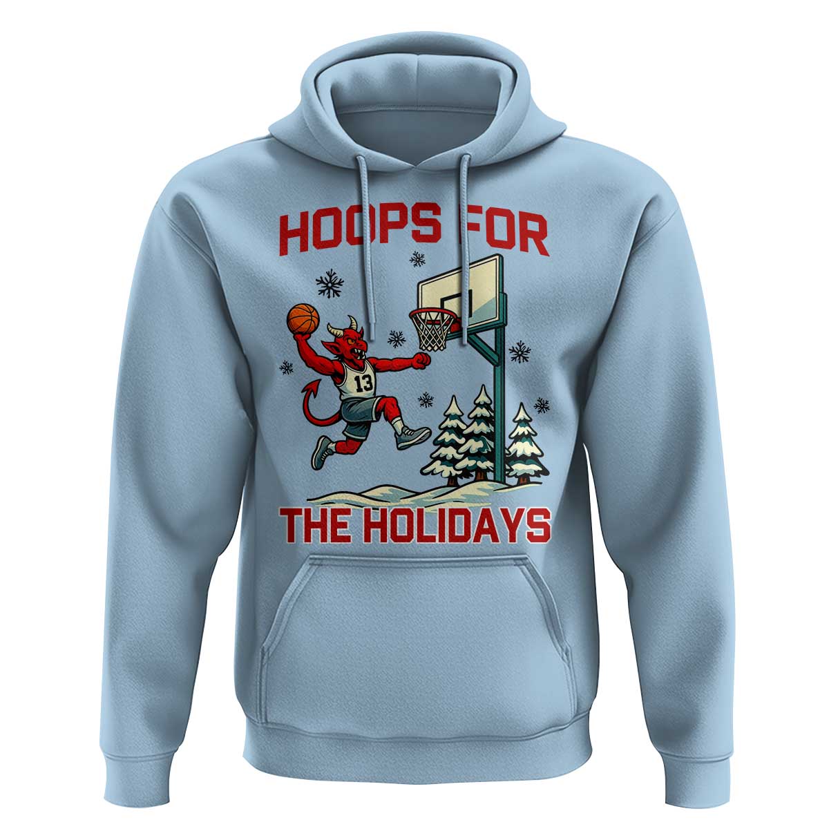 Funny Christmas Basketball Jersey Devil Hoodie Hoops For The Holidays - Wonder Print Shop