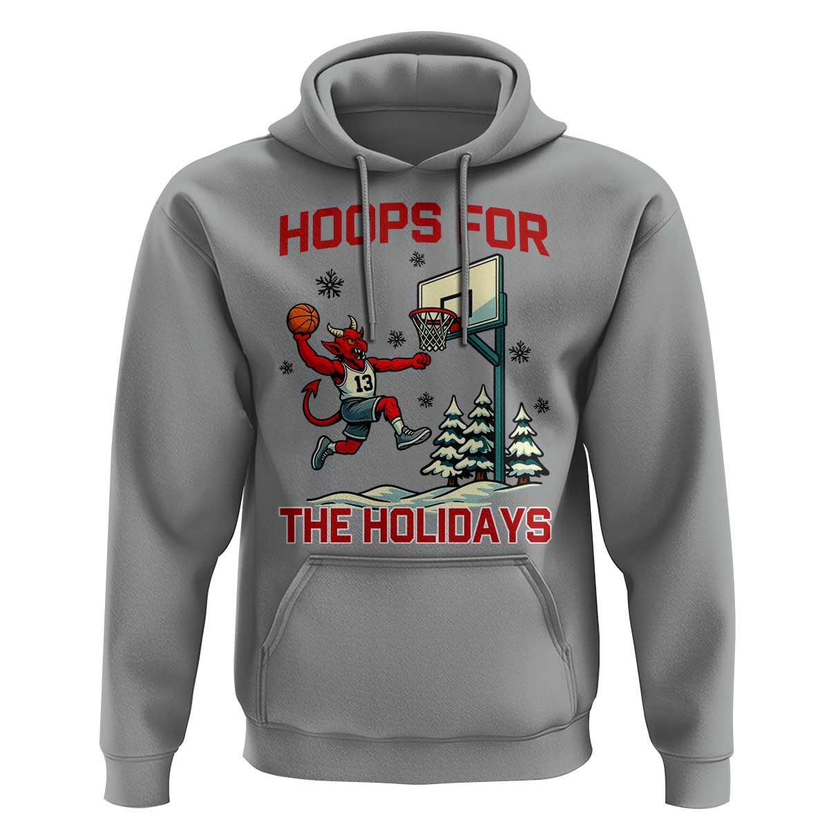 Funny Christmas Basketball Jersey Devil Hoodie Hoops For The Holidays - Wonder Print Shop
