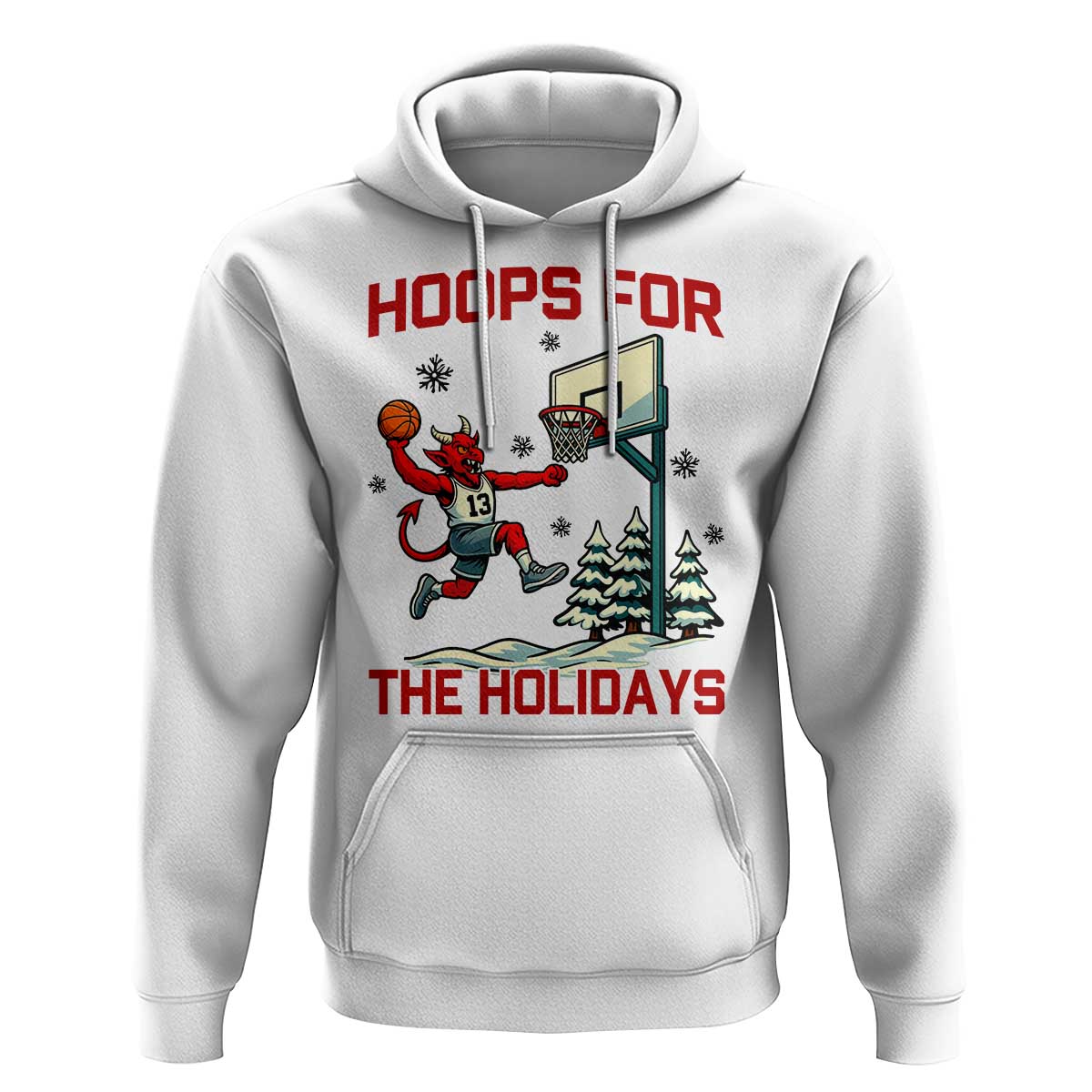 Funny Christmas Basketball Jersey Devil Hoodie Hoops For The Holidays - Wonder Print Shop