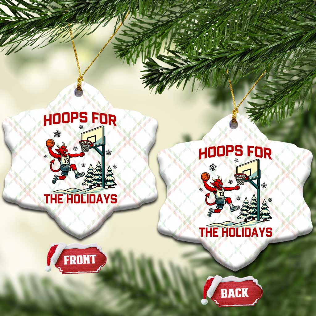 Funny Xmas Basketball Jersey Devil Ceramic Ornament Hoops For The Holidays - Wonder Print Shop