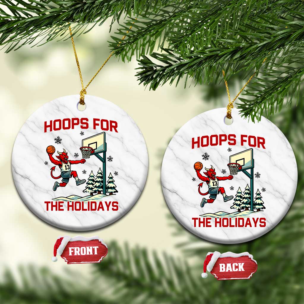 Funny Xmas Basketball Jersey Devil Ceramic Ornament Hoops For The Holidays - Wonder Print Shop