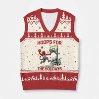 Funny Xmas Basketball Jersey Devil V-Neck Knit Sweater Vest Hoops For The Holidays - Wonder Print Shop