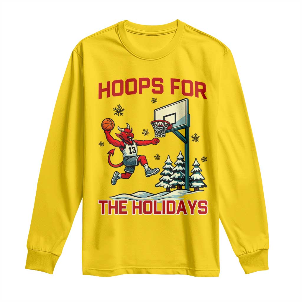 Funny Christmas Basketball Jersey Devil Long Sleeve Shirt Hoops For The Holidays - Wonder Print Shop